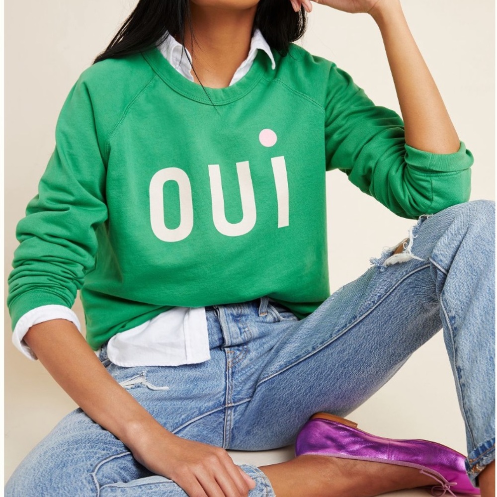 Anthropologie Oui green pullover size XS